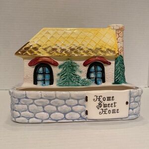 HTF Vintage Cottage Ceramic Wall Pocket | Cottagecore Plate Wall Stamped Japan